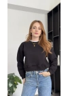 Siyah Danny Pamuklu Basic Sweatshirt