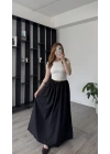 Siyah Dora Kemerli Poplin Elbise