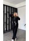 Siyah Enny Çizgili Eşofman Takımı