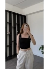 Siyah Fiyonk Askılı Bluz