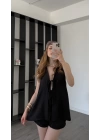 Siyah Hailey Bağcıklı Şortlu Takım
