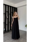 Siyah Laura İnce Askılı Bürümcük Elbise