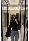 Siyah Lia Yarasa Kollu Bluz