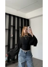 Siyah Lia Yarasa Kollu Bluz