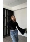 Siyah Lia Yarasa Kollu Bluz