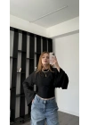 Siyah Lia Yarasa Kollu Bluz
