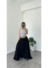 Siyah Lily Dökümlü Salaş Pantolon