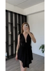 Siyah Livia Bağcık Omuzlu Astarlı Elbise