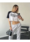 Siyah London Crop Tshirt