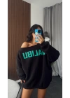 Siyah Malibu Tek Omzu Düşük Oversize Sweatshirt