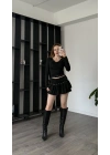 Siyah Nancy Zımbalı Şort Etekli Takım