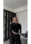 Siyah Olena Yarasa Kol Bluz