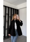 Siyah Oversize Gabardin Gömlek Ceket