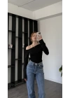 Siyah Paloma Düşük Omuzlu İspanyol Kol Bluz