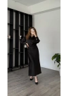 Eira Siyah Saten Gömlek & Etek 2’li Takım