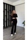 Siyah Scarlet Fitilli Pantolon Bluz 2’li Takım