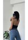 Siyah Sophia Sırt Dekolteli Bluz