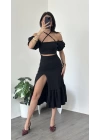 Siyah Talia Etek Büstiyer Takım