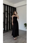 Siyah Tiara Astarlı Şal Detaylı Elbise