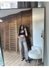 Taşlı Baggy Eskitme Jean