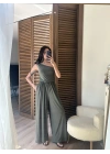 Tek Omuz Detaylı Drapeli Tulum Haki