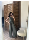 Tek Omuz Detaylı Drapeli Tulum Haki