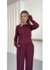 Ters Dikiş Parmak Geçmeli Alt Üst Takım Bordo