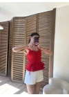 Yandan Bağcıklı Korsaj Bluz Kırmızı