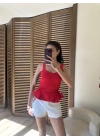 Yandan Bağcıklı Korsaj Bluz Kırmızı