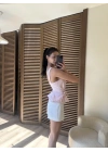 Yandan Bağcıklı Korsaj Bluz Pudra