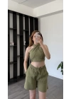 Yeşil Carrie Çapraz Bağlamalı Şortlu Takım