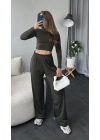 Yeşil Crop Bluz - Pantolon 2’li Basic Takım