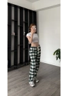 Yeşil Frida Unisex Ekose Eşofman Altı