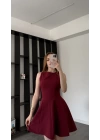 Bordo Dina Pileli Elbise