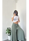 Yeşil Lily Dökümlü Salaş Pantolon