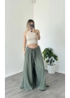 Yeşil Lily Dökümlü Salaş Pantolon