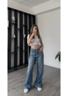 Yırtmaç Paçalı Straight Jean