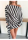 Zebra Desen Saten Elbise