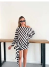 Zebra Desen Saten Elbise