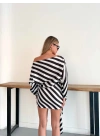 Zebra Desen Saten Elbise