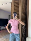 Asimetrik Kesim Tek Omuz Bluz Pudra