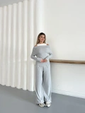 Atlet Detay Modal Bluz-Pantolon Takım Gri
