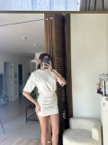 Avena Drape Detaylı Elbise Krem