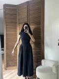 Bel Büzgü Detaylı Maxi Elbise Siyah