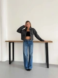 Crop Kaşe Ceket Antrasit