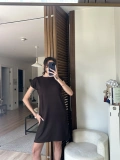 Daisy Vatkalı Elbise Kahverengi