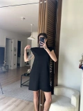 Daisy Vatkalı Elbise Siyah