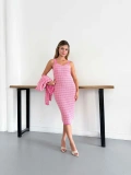 Ekose Desenli Triko Takım Pembe