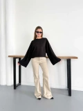 İspanyol Kol Basic Sweatshirt Siyah