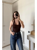 Kahve Nancy Dantel Kombineli Bodysuit